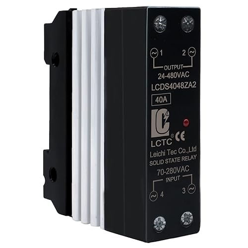 LCLCTC 120VAC Solid State Relay Din Rail AC to AC (Input 70-280V AC Output 24-480V AC) with Heat Sink Optocoupler, 40A(AC to AC 40A)
