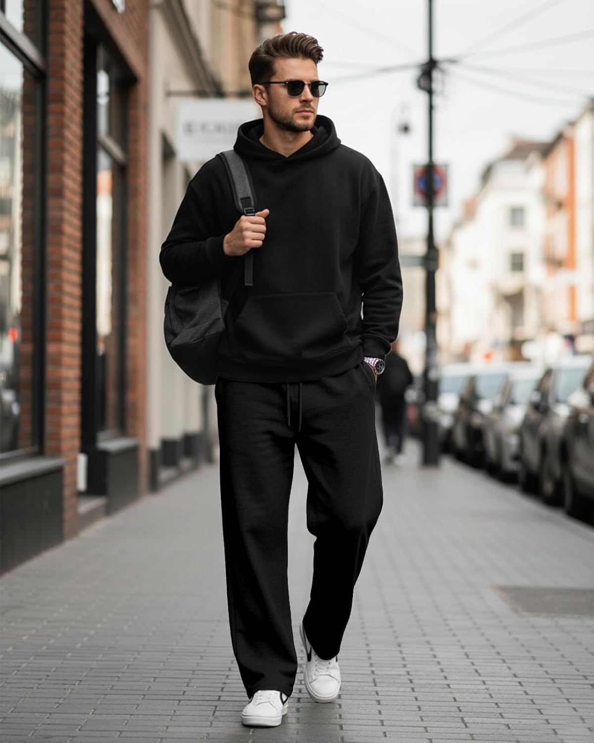 A WATERWANG Men's Fleece Sweatpants Casual Joggers Cotton Loose Fit Open Bottom Athletic Sweat Pants for Men with Pockets - Image 3