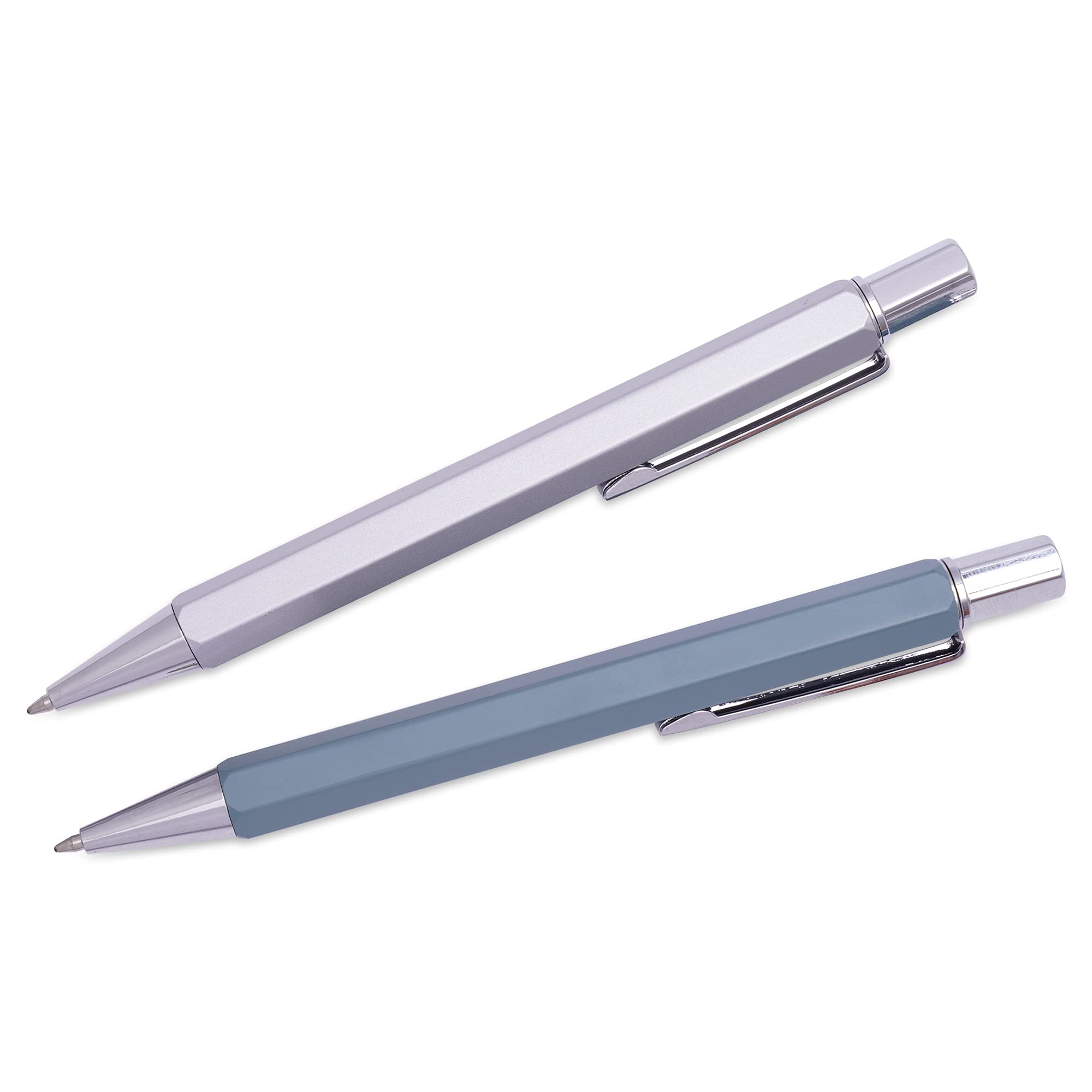elmina Teal Blue and Silver Ballpoint Pens For Women - Premium Writing Pen Set including Black Ink in Gift Box - Image 2