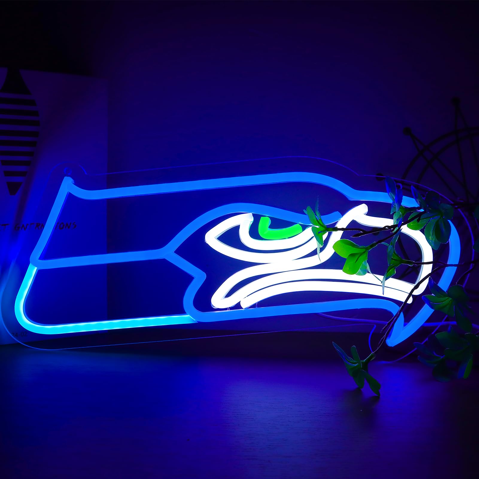 BNBIDEN Seahawks Football Neon Signs Led Sign for Wall Decor Rugby Team Light Up Sign Suitable for Man Cave Office Bar Pub Wall Art Gifts for Teen Boys