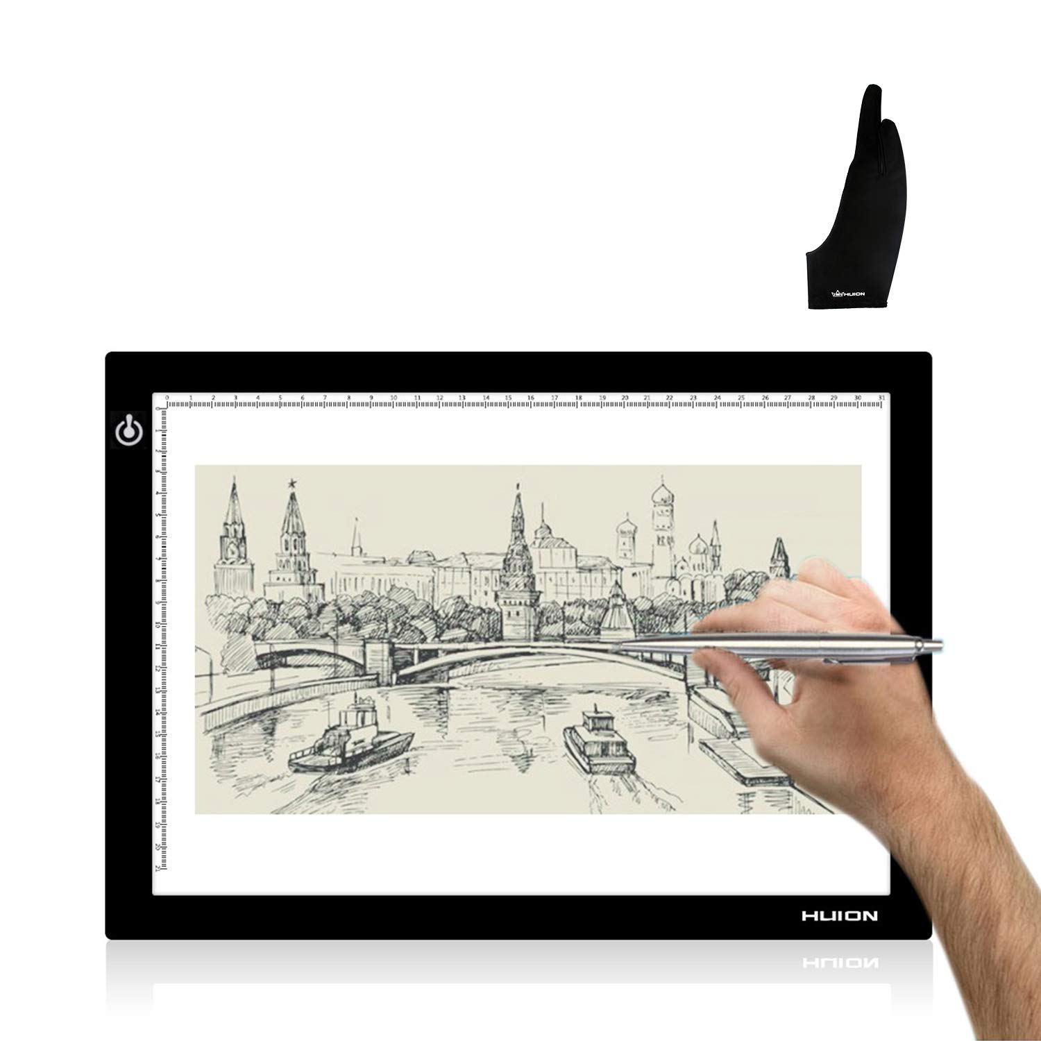 Huion L4S LED Light Box A4 Ultra-Thin USB Powered Adjustable Light Pad for Tracing and Artist Glove