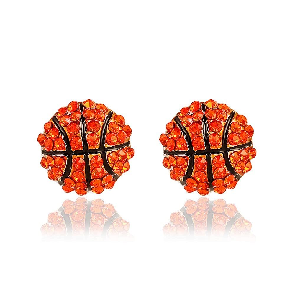 Classic Baseball Cubic Zirconia Basketball Volleyball Football Soccer Sports Earrings Stud Posts Ideal Present for Women Girls Men