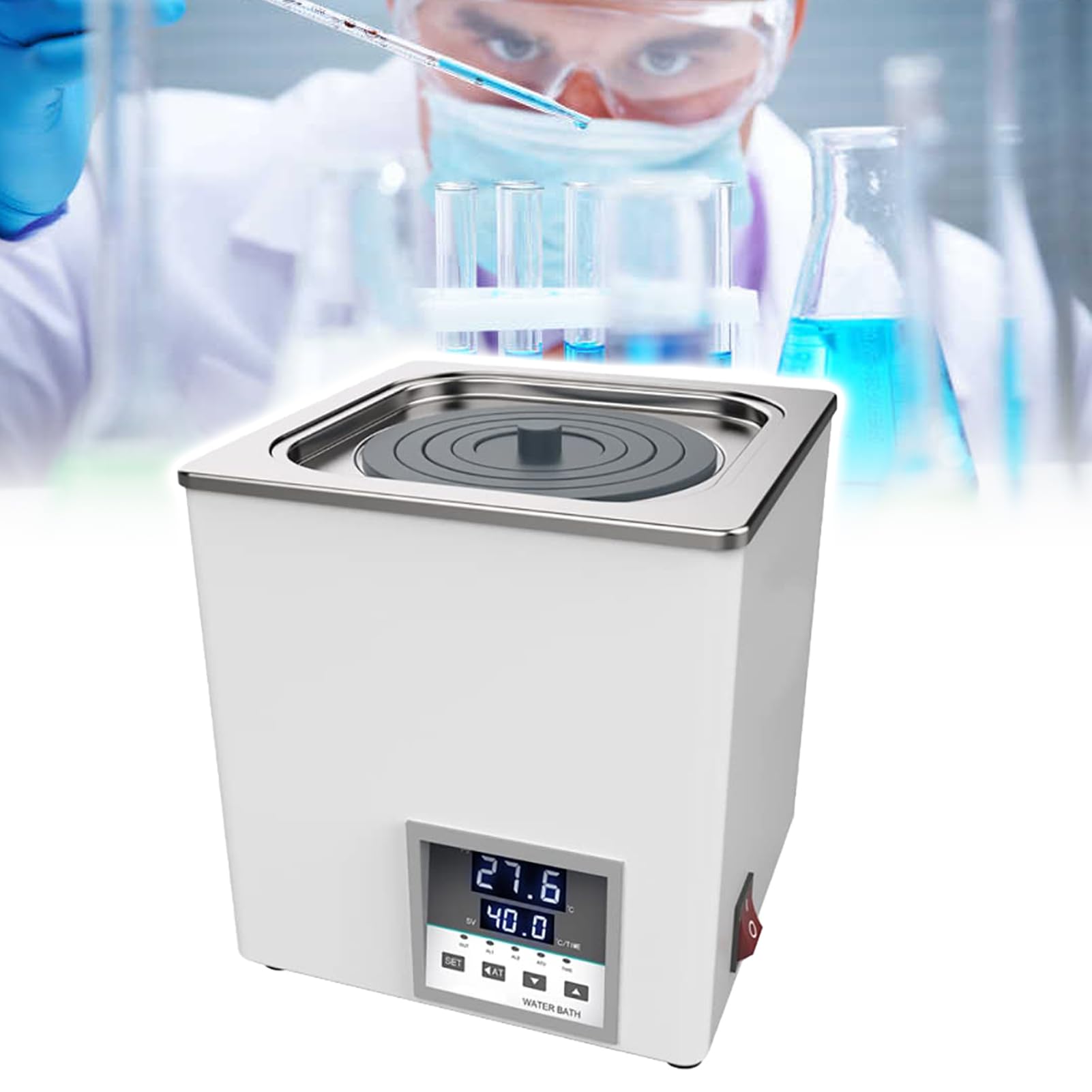 Baño María para Laboratorio Digital, Calentador Termostático para, Recubrimiento de Acero Inoxidable, Función Antiquemado en Seco para Experimentos de Laboratorio