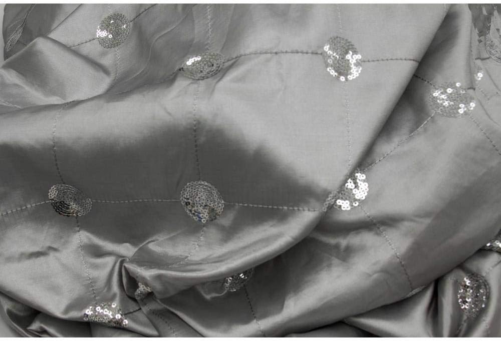 Silver Sequin Embroidery Taffeta Tablecloth - 90" x 156" (1 Pc) - Premium Quality Material & Sparkling Design - Perfect for Events & Parties