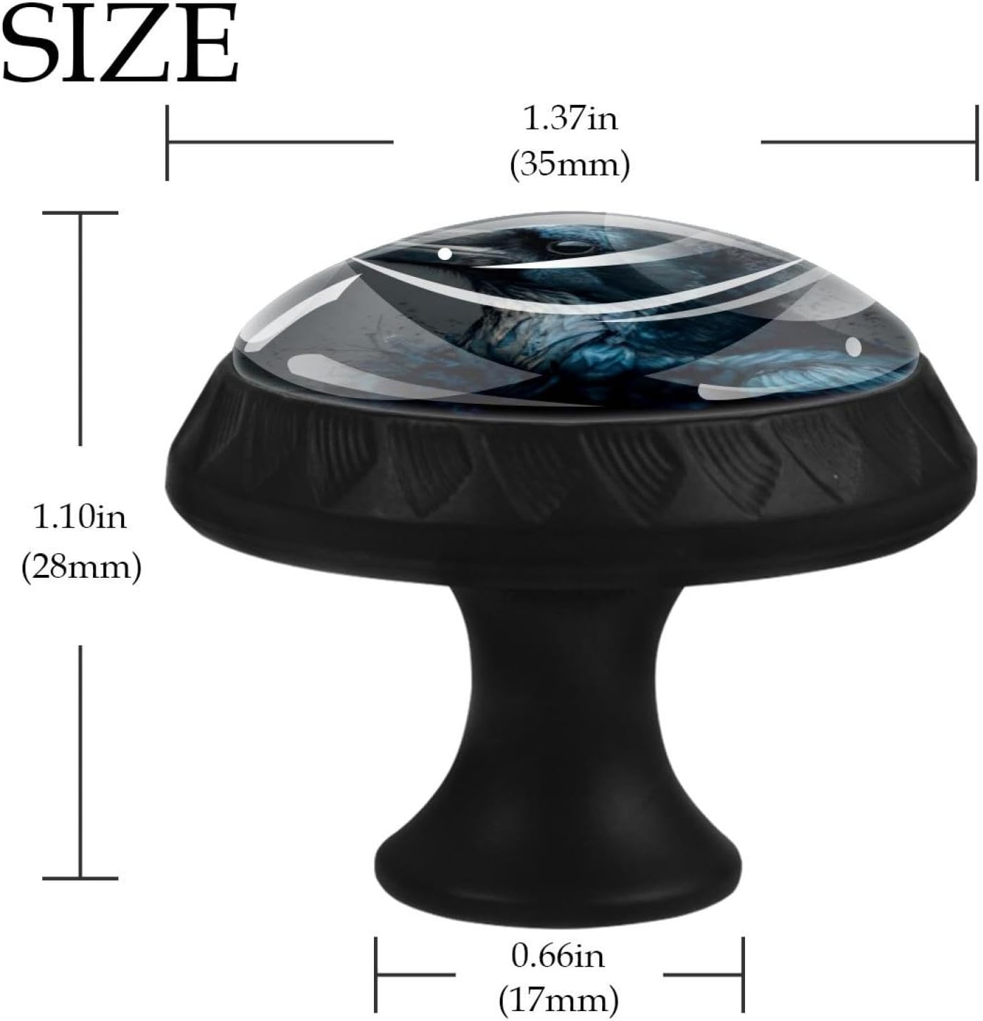 Black Base Crow Glass Cabinet Pulls, Decorative Drawer Knobs for Kitchen and Bedroom