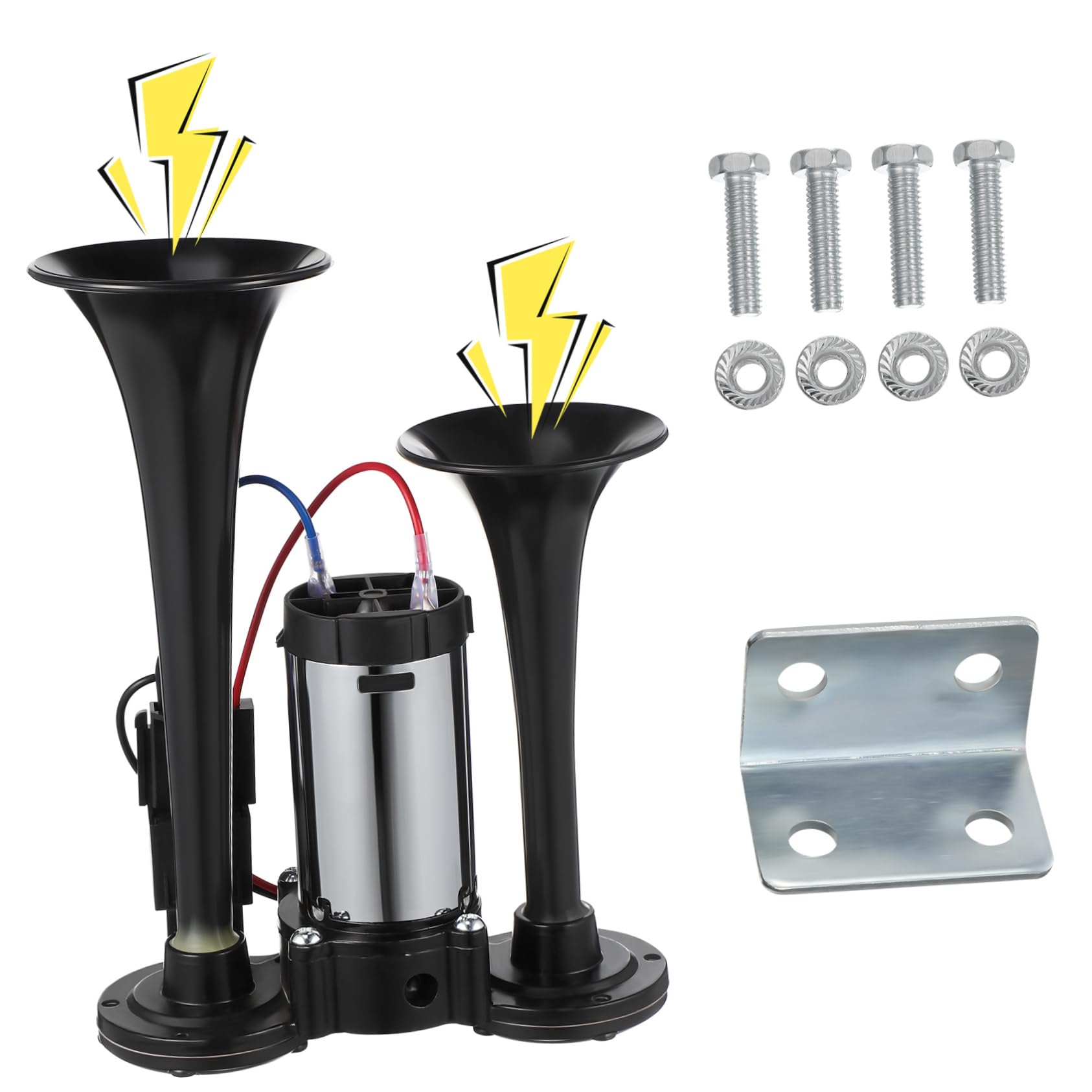 Bocina Eléctrica Doble de Metal para Coche Camión Barco Suv con Sonido Potente y Fácil Instalación Resistente y Segura para Advertencias Carretera