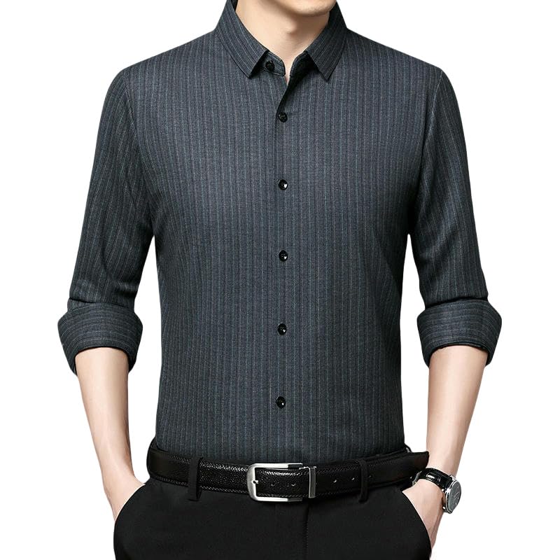 Camisa de manga larga a rayas para hombre estilo coreano medieval primavera