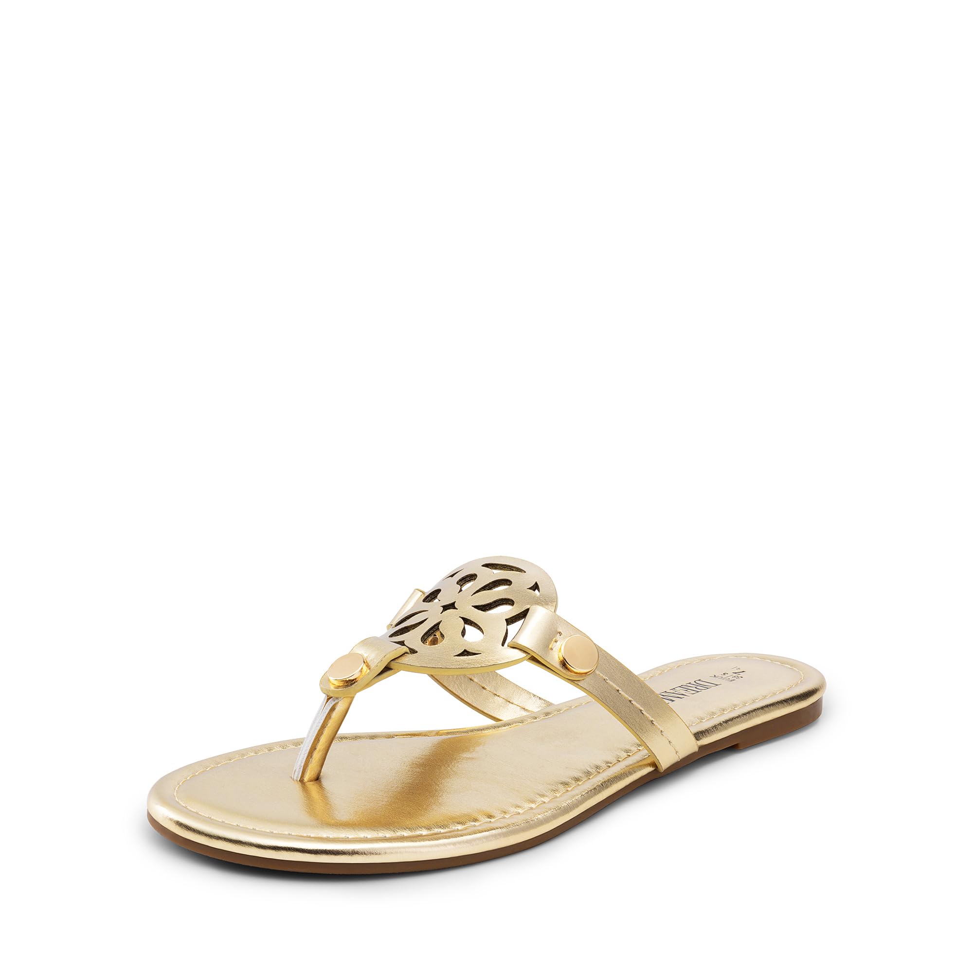 – Women's Flip Flops Comfortable Soft Cushion Slide Slip on Summer Beach Thong Flat Sandals, Gold-metallic, 6.5