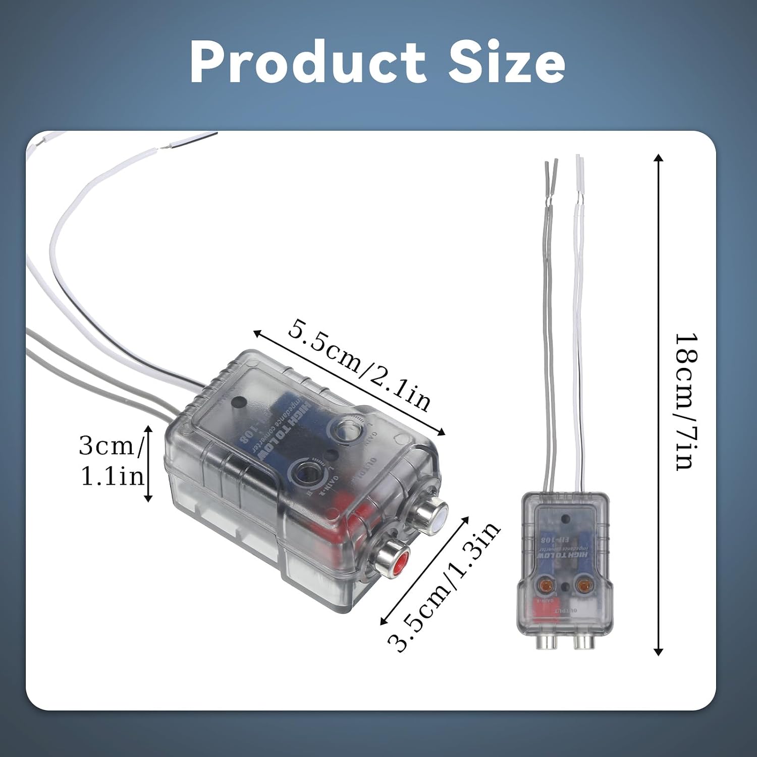 Car Audio High to Low Converter 2 Channel Stereo Speaker Wire to Output Adapter for Factory Car Stereo Amplifier and Subwoofer Installation image 2