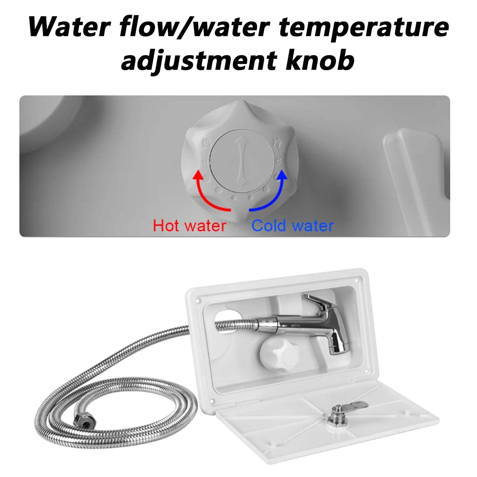 Ducha Para RV, Ducha Al Aire Libre Para Autocaravanas, Kit De Caja De Ducha Con Interruptor De Frío Y Calor Con Cerradura, Ducha De Camping Para Autocaravana Marina Caravana- Blanco