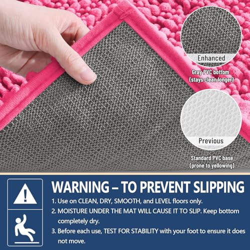 Image of Arotive Luxury Bathroom Rugs 36x24, Extra Soft Thick Absorbent Shaggy Chenille Bath Rugs, Machine Wash Dry, Bath Mats for Bathroom Floor, Tub and Shower, Home Decor Accessories, Deep Pink