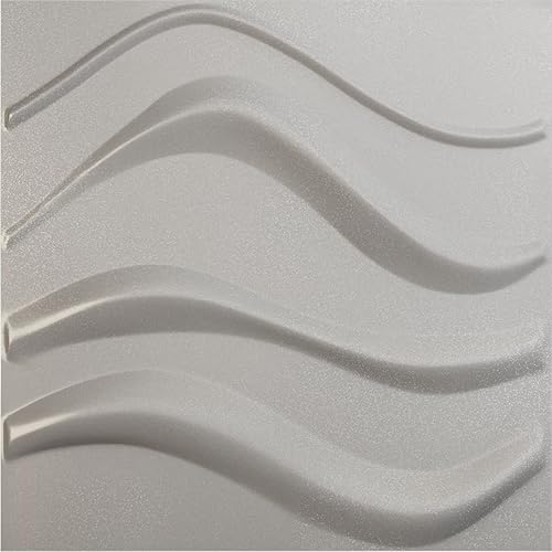Ekena Millwork 19 58 pulgadas de ancho x 19 58 pulgadas de alto Wave EnduraWall Panel de pared decorativo 3D, plateado (cubre 2.67 pies cuadrados).