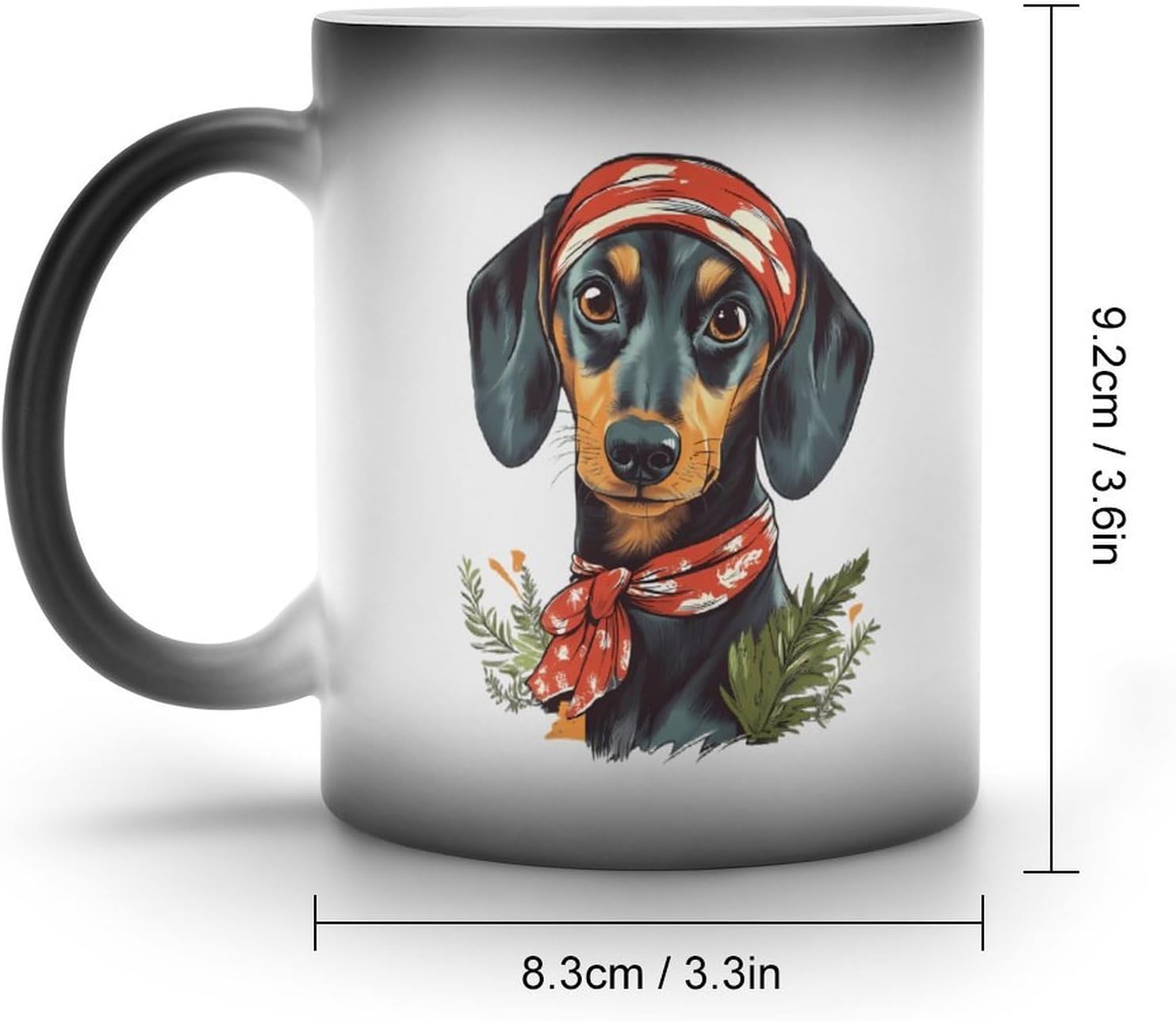 Dachshund with Headband Funny Color Changing Coffee Mug Ceramic Magic Cup Personalized Discoloration Tea Mugs