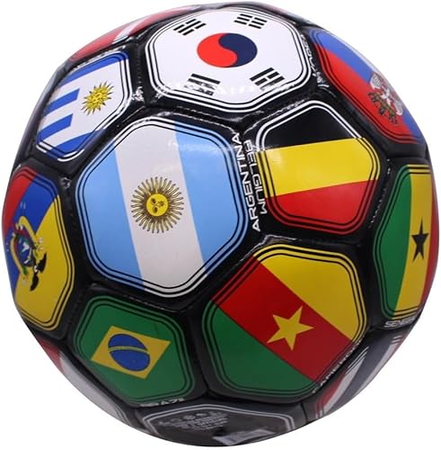 Tripact Inc 2026 World Cup Country World Flag Training Outdoor Soccer Ball Size 5 Futol Size (Size 5) - Black Color
