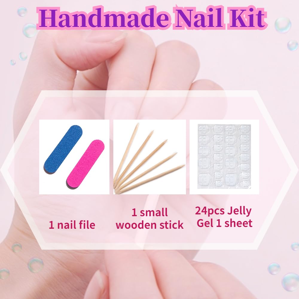Press On Nails, Medium Almond Handmade Unique French Fake Nails, Thick Acrylic and Muti-Layer Gel False Nails - Image 4