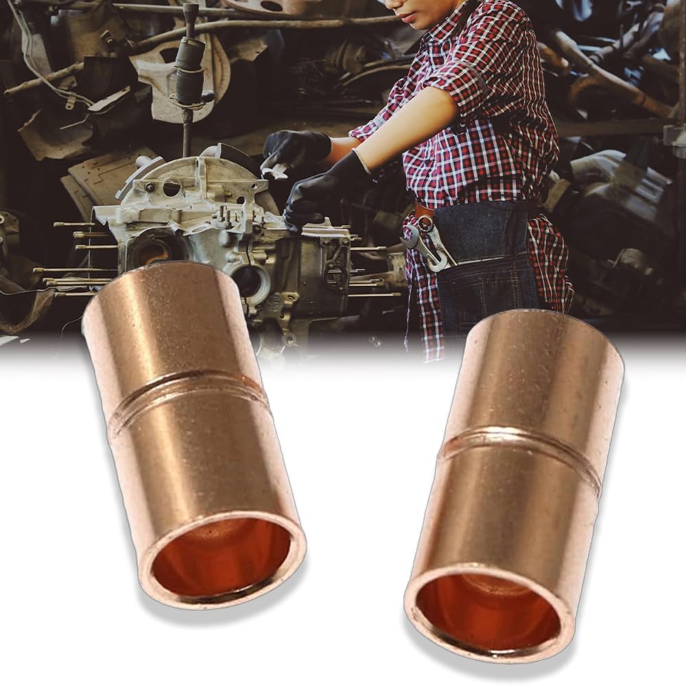 10Pcs Straight Copper Coupling Fitting, 1/4 Inch Copper Pipe Welding Joint Connector, Rolled Tube Stop Pipe Fitting for HVAC Air Conditioner