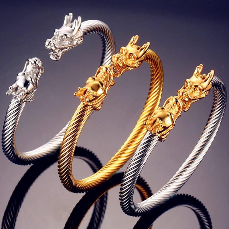 10MM Silver Bracelet Classic Dragon Head Silver Bracelet Temperament Men Silver Bracelet SQ104 image 5