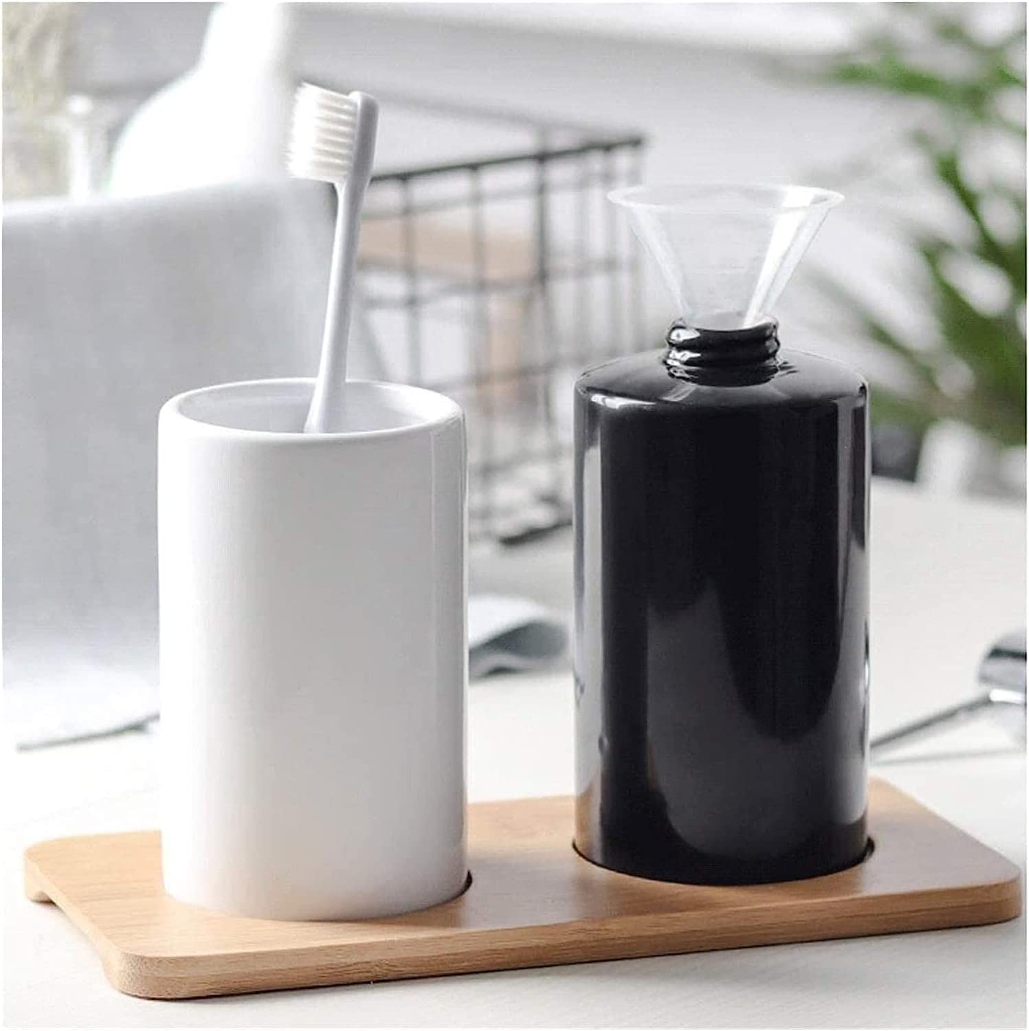 Juego de Baño Cerámica 3 Piezas con Bandeja 300ml/10oz