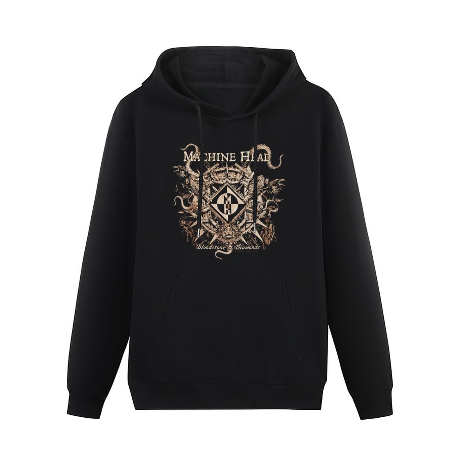 Gediz Men's Black Machine Head Bloodstone Diamonds Songs Hoody Large