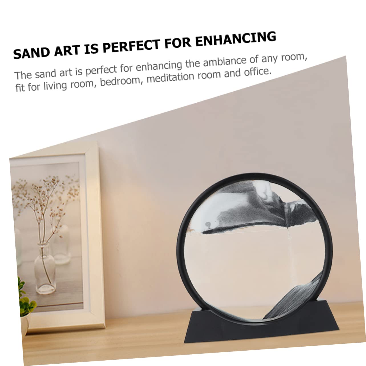 INOOMP Bewegliches 3D-sandkunstbild Sanduhrförmige Landschaft mit Fließender Sandmalerei aus Wasser und Sand Kreative Tischdekoration für Büro und Zuhause