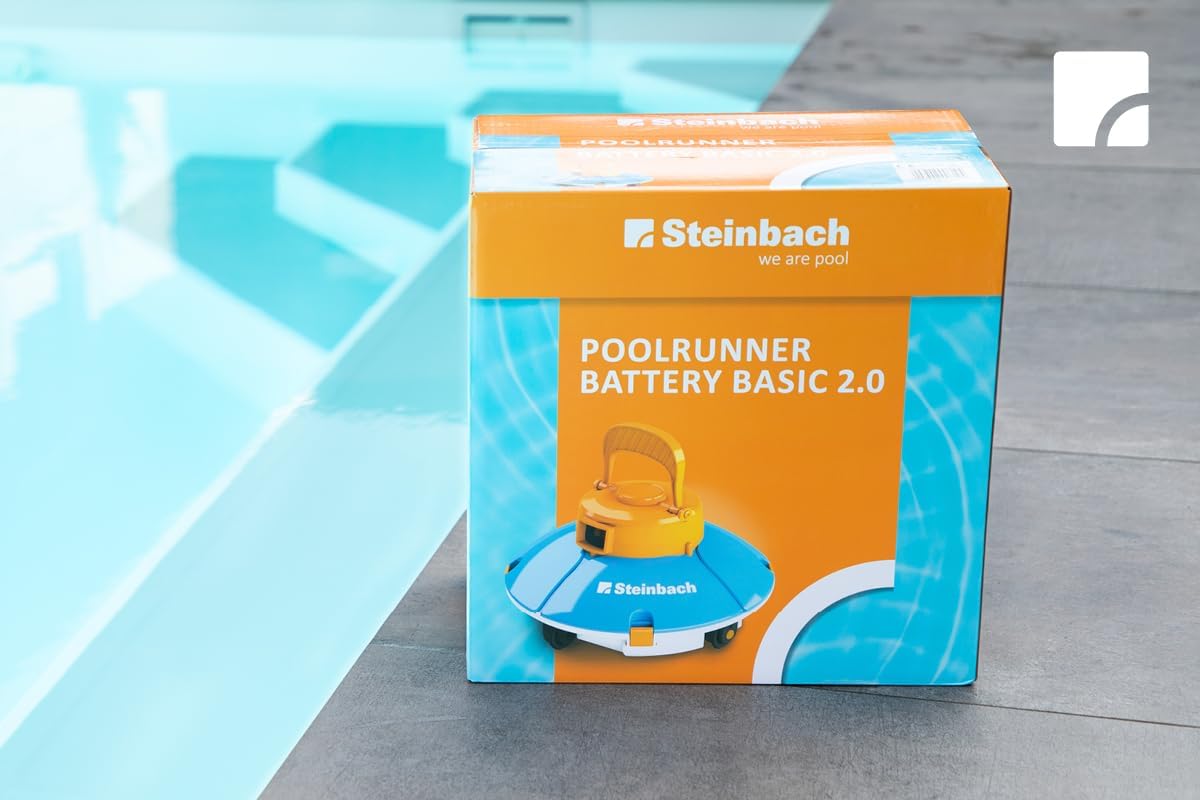 Steinbach Poolrunner Battery Basic 2.0 – 061208 – Kabelloser Bodensauger für Pools mit bis zu 10 m² Bodenfläche – Bis zu 60 Minuten Akkulaufzeit – Auch für Salzwasser geeignet