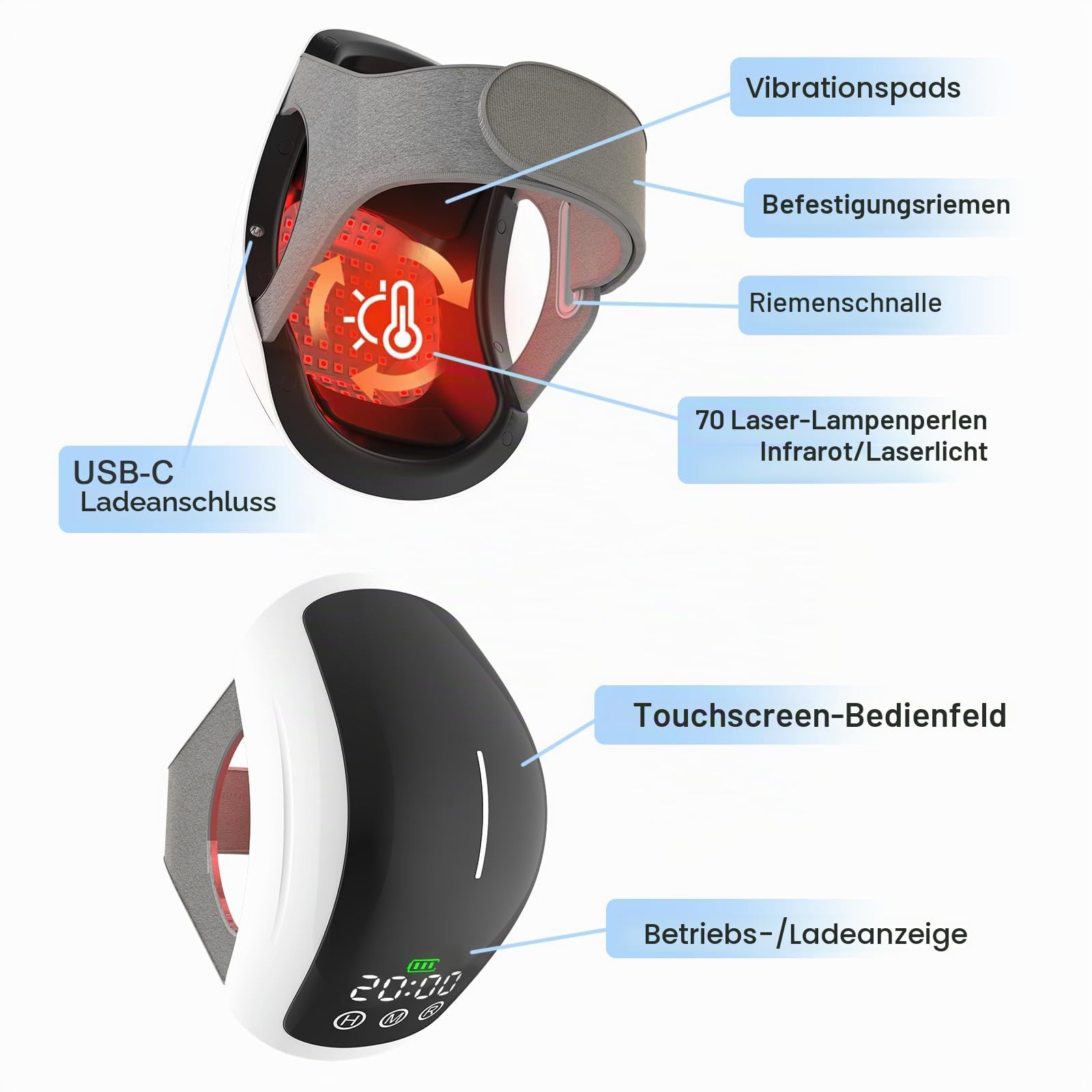 iKeener Knie Massagegerät Arthrose Schnurloses mit Wärme&Vibration,FDA Zugelassen Kalte Infrarot Lasertherapie Knieorthese,für Knieschmerzen Schwellungen Steifer,Bänder Muskelverletzungen (Weiß)