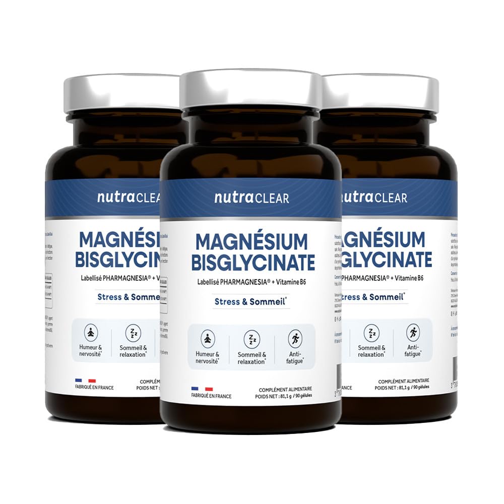 Cure de 3 mois Magnésium Bisglycinate Pharmagnesia® + vitamine B6 | Réduction de la Fatigue & du Stress | Fonction Musculaire et Nerveuse