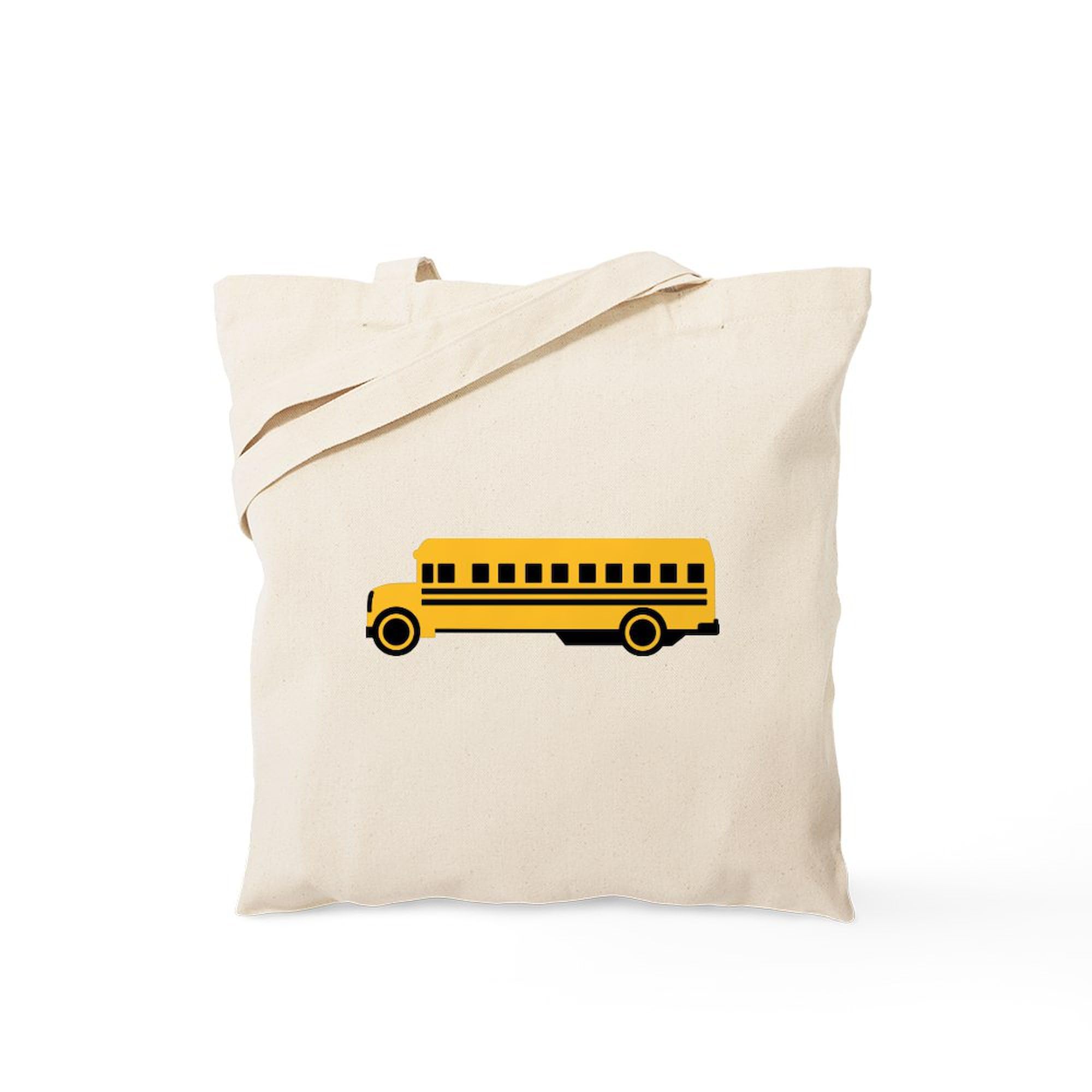 CafePress School Bus Tote Bag Reusable Natural Beige Canvas Shopping Bag