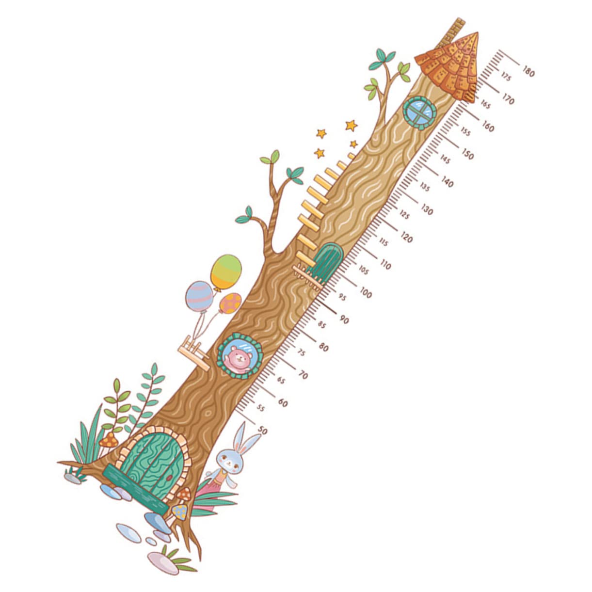 VICASKY 1Sheet Height Growth Chart Sticker for Self Adhesive Measurement Ruler Room Decor Removable Wall Decal for Nursery Living Room Classroom Treehouse Design