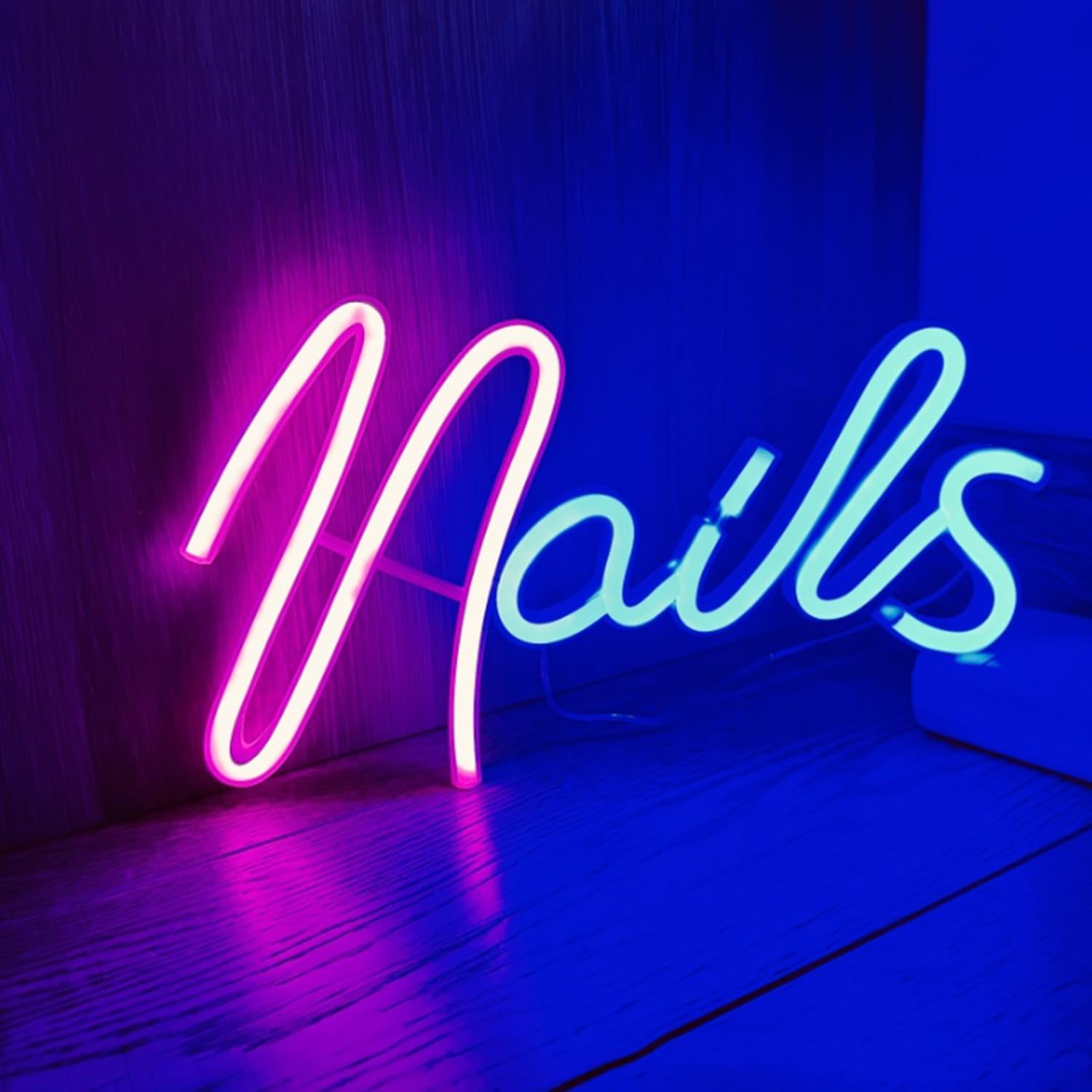 Nails Neon Signs for Wall Decor, USB or Battery Operated Neon Light for Cosmetic Salon Spa Beauty Room Bedroom Bar, Gift for Nail Tech Girls Birthday Christmas, 11.4×6.37 Inch