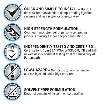 Dryzone 600ml DPC Injection Cream - DPC Rising Damp Treatment (10 x 600ml + Applicator Gun)