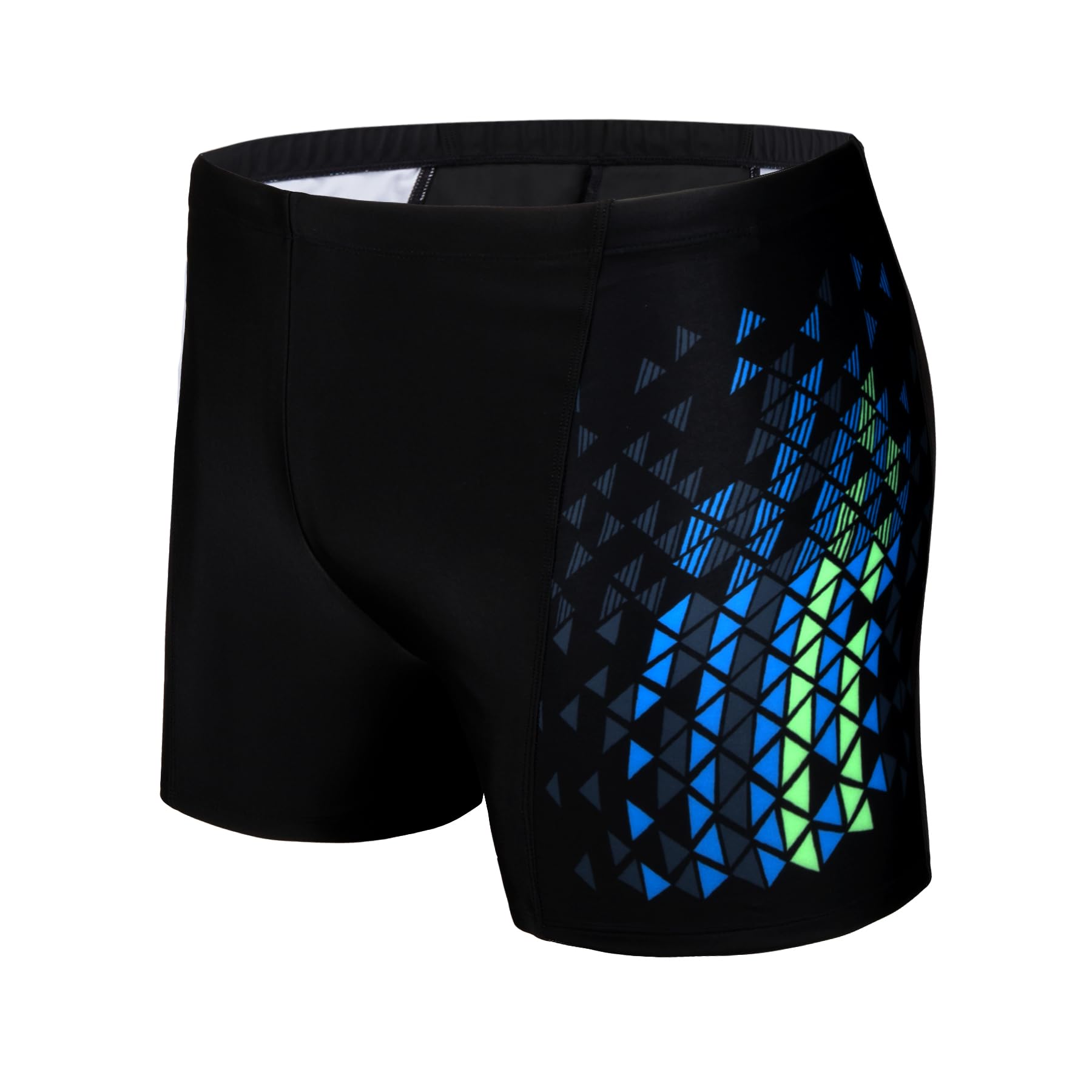 AMZSPORT Swimming Trunks Men, Quick Dry Swim Shorts Beach Board Swimwear, Patchwork BlackBlue XL