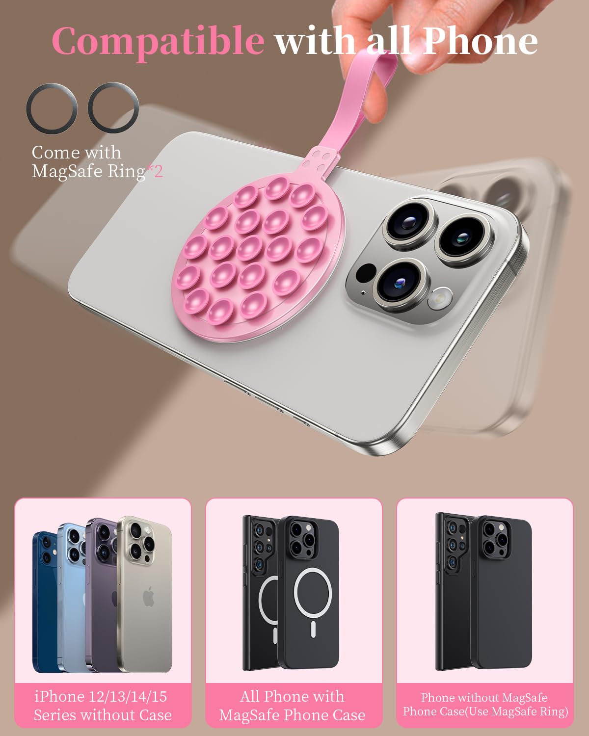 Optiline magnetische telefoonhouder met zelfklevende zuignap, MagSafe