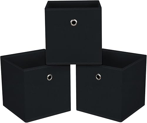 STOREONE Contenedores de almacenamiento plegables de 11 pulgadas, cubos de tela negra, canastas de almacenamiento plegables, organizadores de
