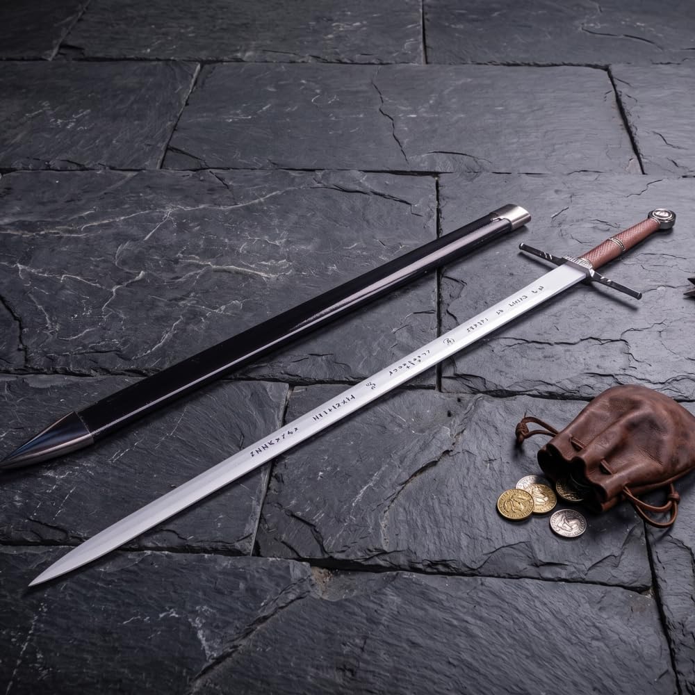 57 SPECIAL REPLICAS Espada medieval de bambú de 122 cm de longitud – Inspirada en The Wittcherr – Espadas para cosplay, LARP y fiesta de carnaval de disfraces – Decoración de pared sin bordes afilados