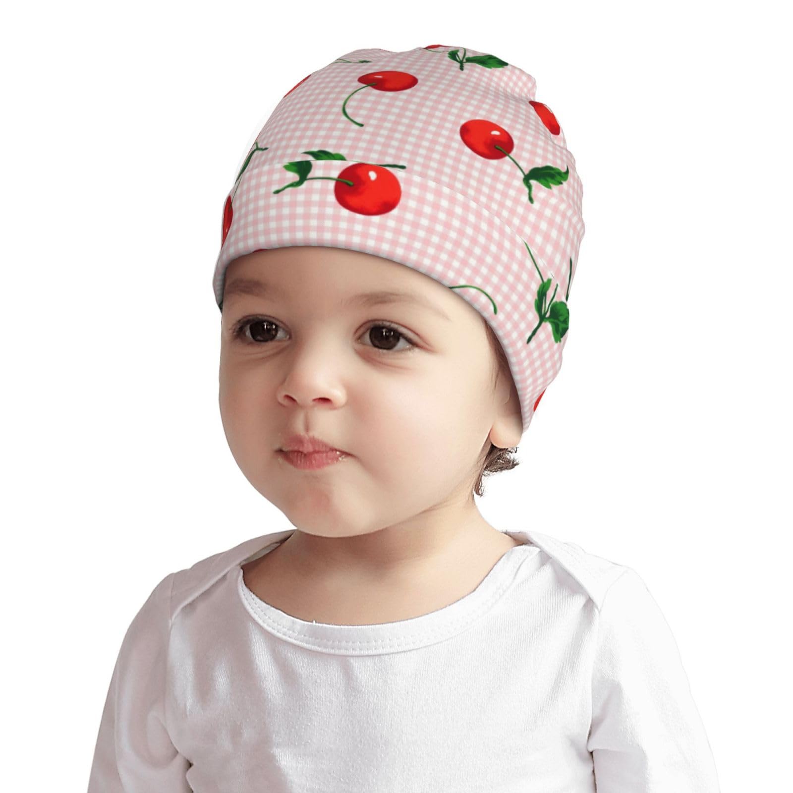 Rqzwdq Cherry Fruit Pattern Kids Beanie Hats Warm Knit Beanie Cap Skull Caps Gifts Decor for Boys Girls