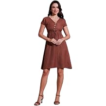 Lela  n  D meli V Yaka Regular Fit K sa Kollu Midi Elbise Bayan ELB SE 5865747