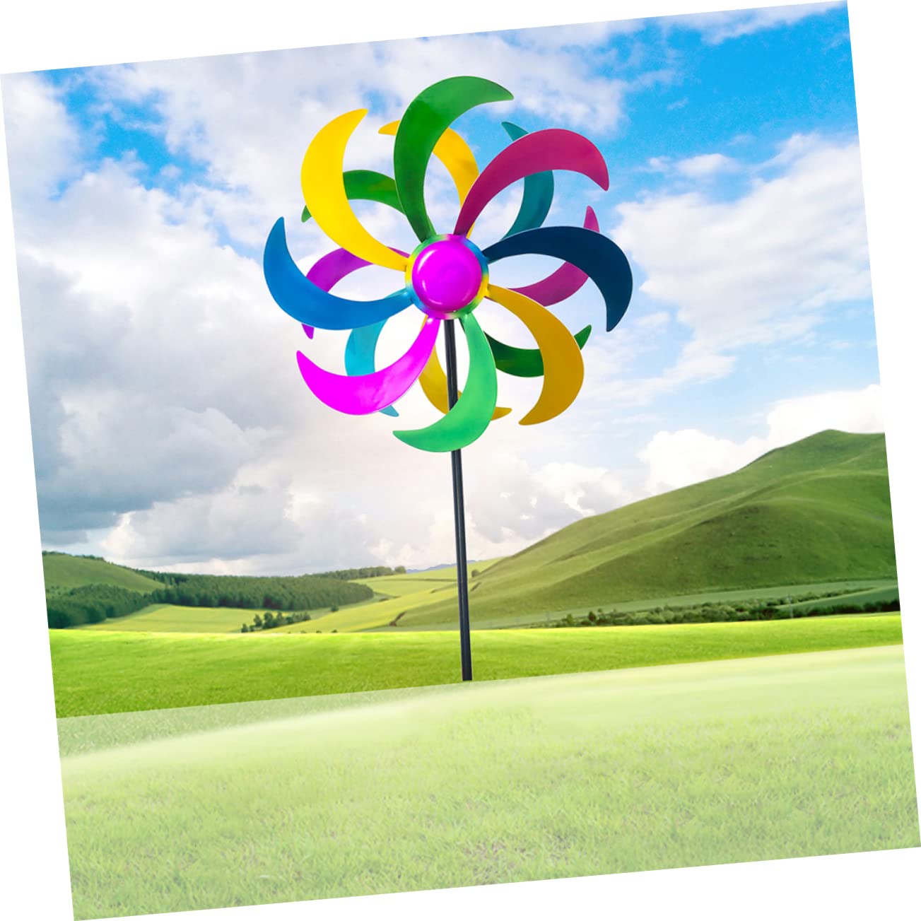 HANABASS Buntes Regenbogenwindrad Für Garten Windrad Wirbelwindrad Aus Eisenmaterial Für Junge Mädchen Party Windmühle Bunte Windmühle Spinner Für Terrassen Außen Dekoration