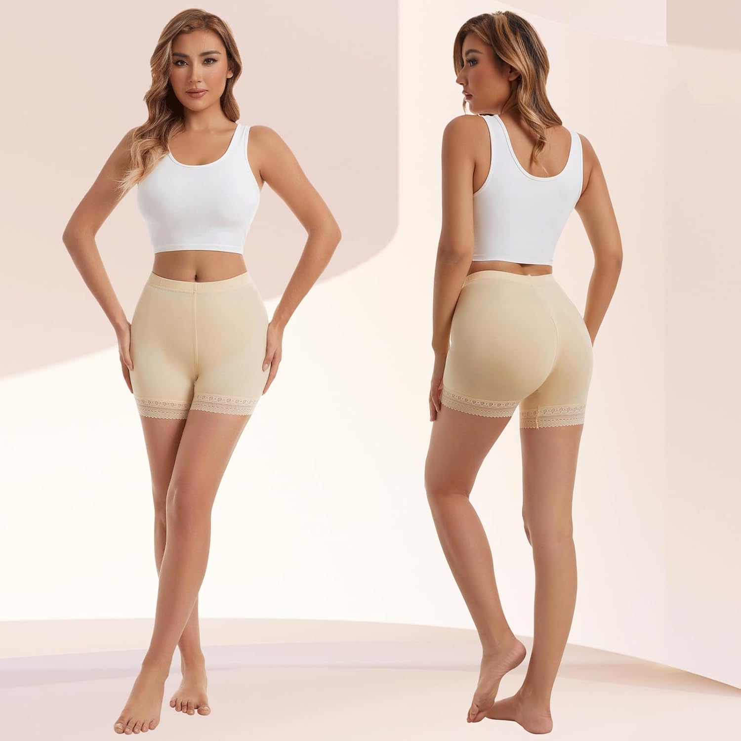 Vinconie Women Slip Shorts for Under Dresses Short Leggings Lace Under Shorts - Image 3