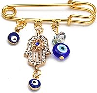 Vista 1 de Turquía Evil Eye Rhinestone Charm Blue Lucky Eyeball Manos Broche Pines Joyería para la Buena Suerte