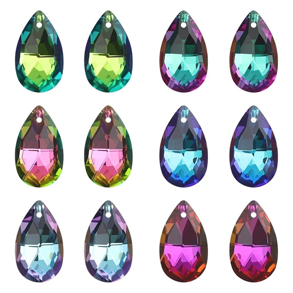 Kryształowy Żyrandol Pryzmat, Łapacz Słońca, 20 szt. Charms z pojedynczym otworem Kryształowe wisiorki w kształcie łezki Zielone 13X22MM Szklane koraliki do ręcznie robionego(Red)