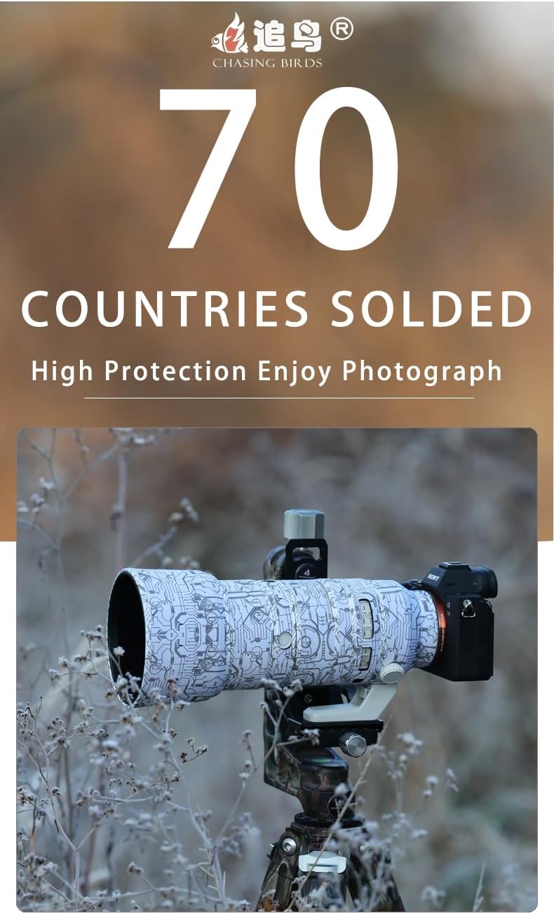 CHASING BIRDS Lens Camouflage Waterproof Coat for Sony FE 70-200mm F2.8 GM OSS II Rainproof Lens Protective Cover Version IV (Shadow Black)