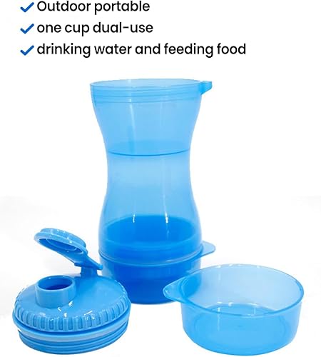 Miniatura 6 de Botella de agua portátil 2 en 1 para perros con contenedor de alimentos, dispensador de agua de viaje para mascotas, diseño a prueba de fugas para