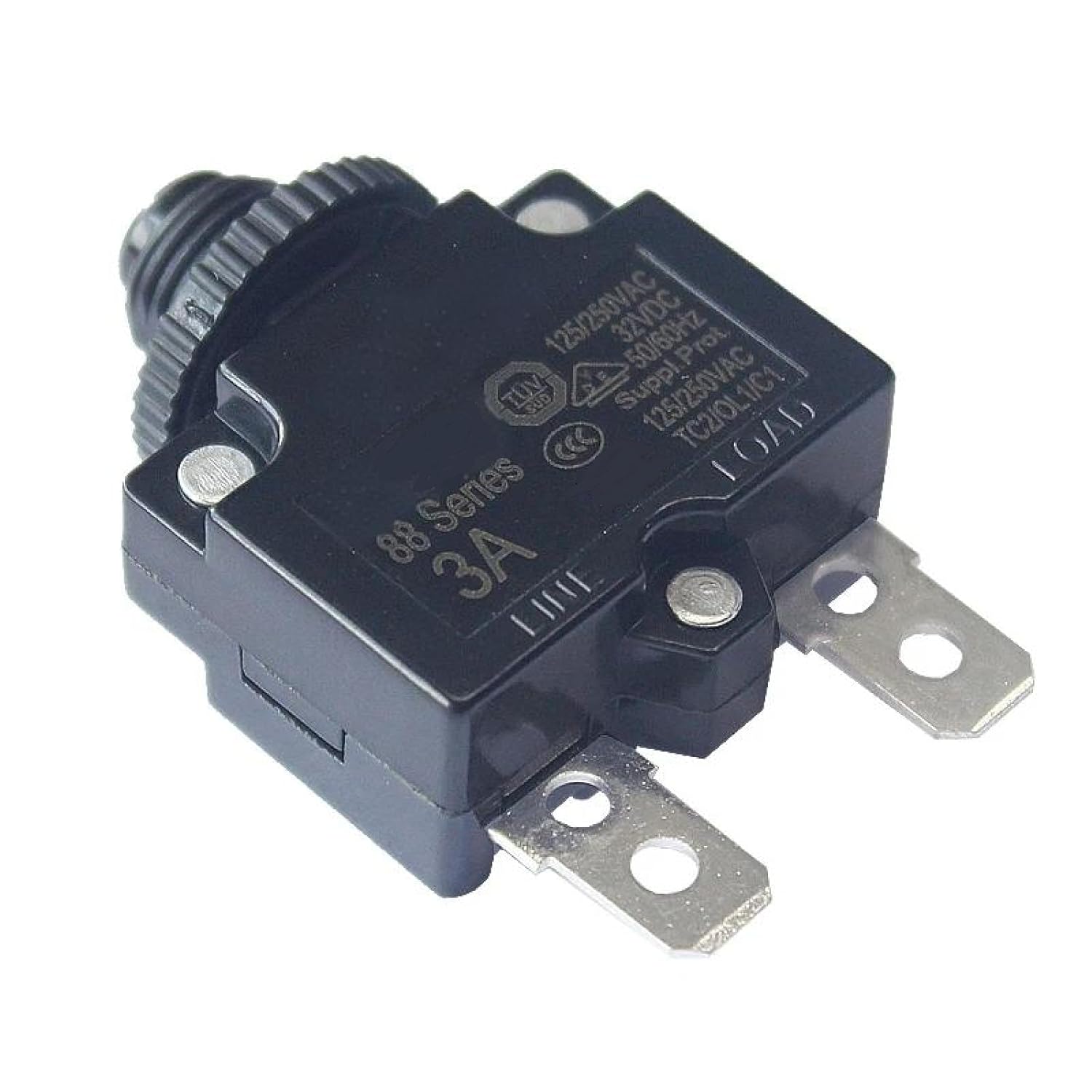 88 Series Circuit Breaker, 125/250VAC 32/50VDC, 3-30A Current Rating, Thermal Overload Protection (6A)