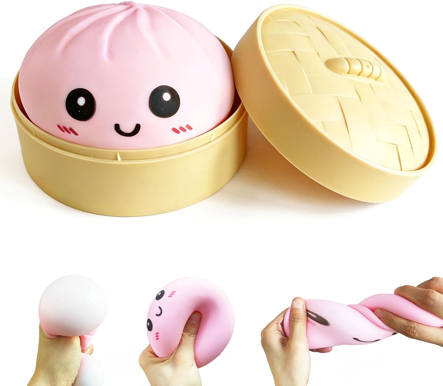 1PCS Giant Dumpling Squishy Toy, Mystery Box Style Soft Squeeze Fidget Toy, Cute Dumpling Sensory Stress Relief Toy for Adults & Kids, Desk Decor Gift (Pink)