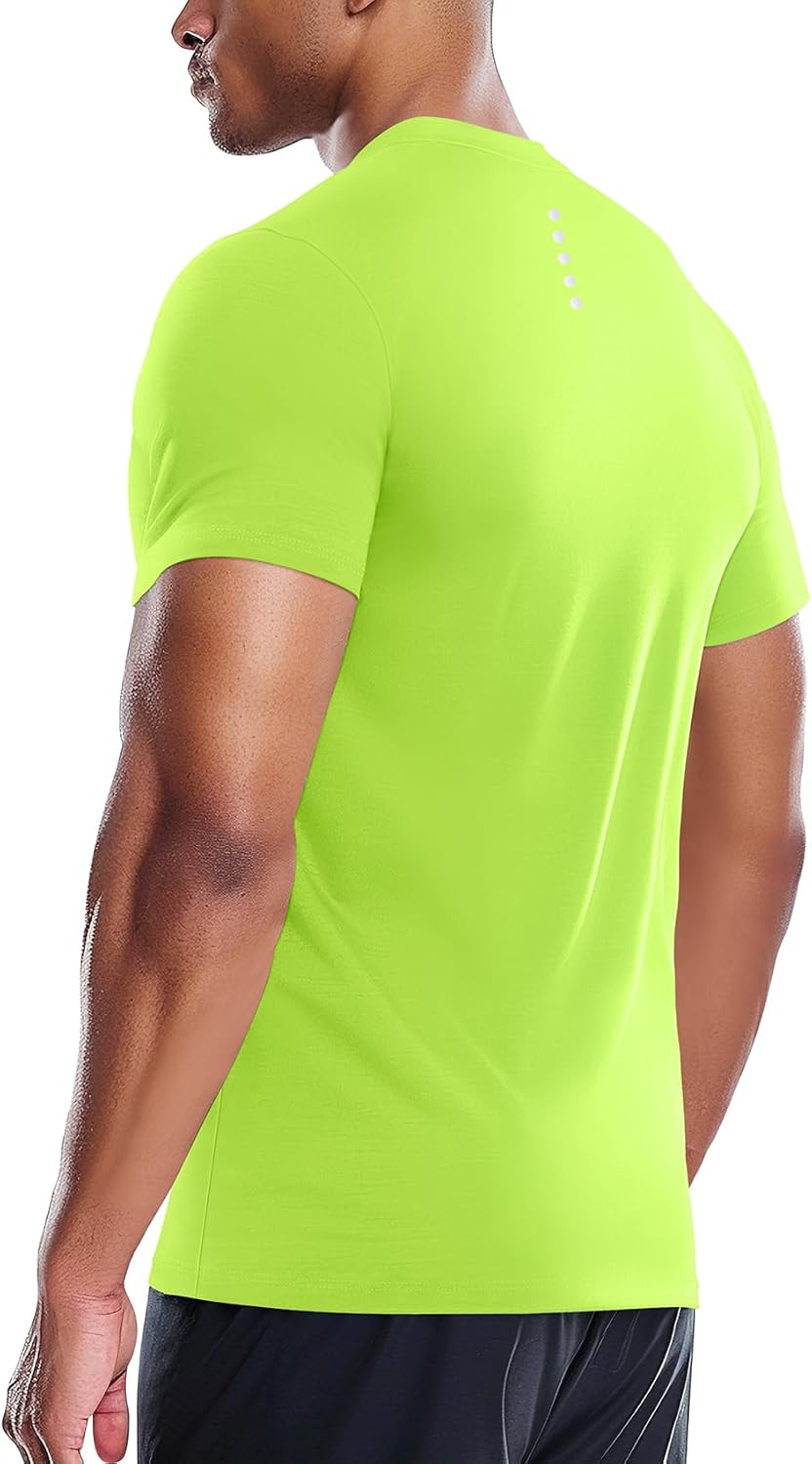 Zengjo Men's Workout Shirts Lightweight Quick Dry Gym Running Athletic Performance Tee Moisture Wicking Short Sleeve - Image 2