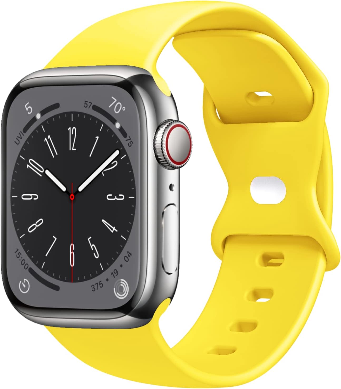 STG Sport Watch Band Compatible with Apple Watch Band 38mm 40mm 41mm 42mm 44mm 45mm 49mm, Soft Silicone Replacement Sport Strap Compatible for iWatch Ultra SE Series 8/7/6/5/4/3/2/1 (42mm/44mm/45mm/49mm, Yellow)