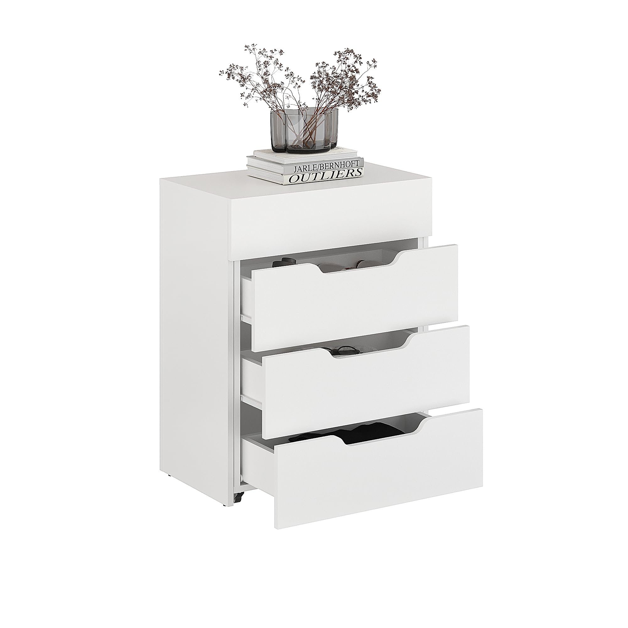 Komto Bureau Pliable Blanc avec 3 Tiroirs – Table Informatique PC, Meuble de Travail Gain de Place pour Petit Espace | FOLDY 128 x 60 x 75 cm