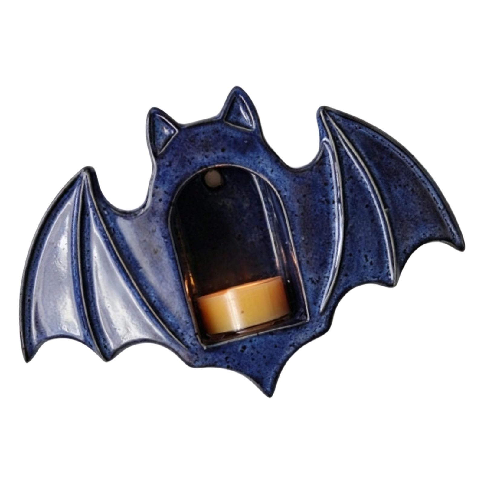Pangboer Blue Halloween Wall Mount Tealight Holders Decors With Bat Shape, Resin Wall Sconce For Shelves, Entryways And Mantel Displays Bat Sconce Holder Halloween Accent Mount Decor Entryway Seasonal