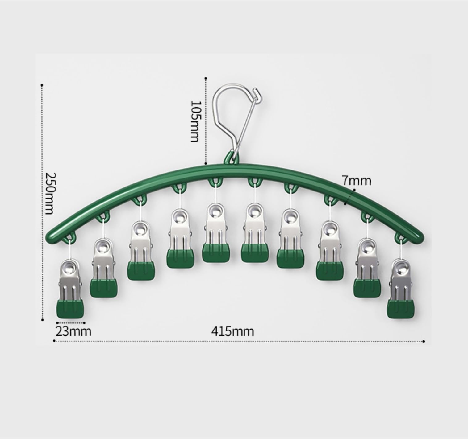 Perchas Ropa Tendedero Colgante De Acero Inoxidable con Pinzas Metálicas For Calcetines Percha Antideslizantes(Grün)